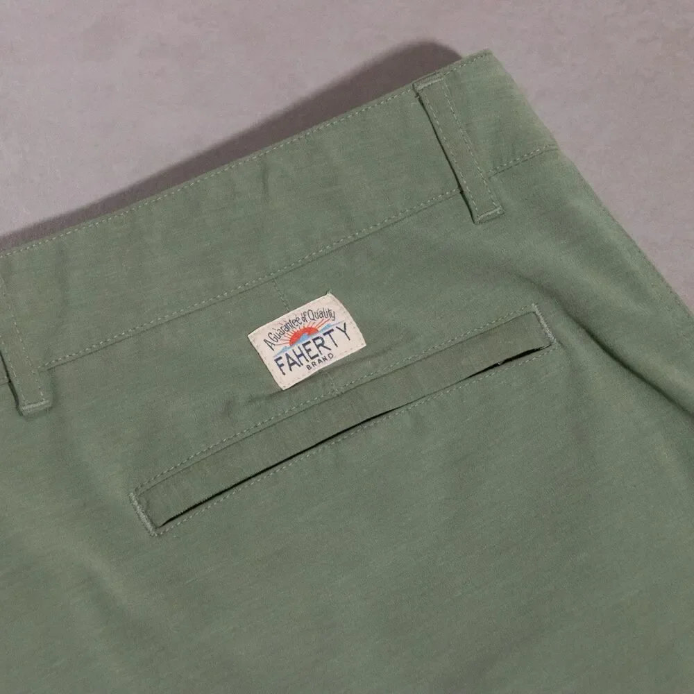 Faherty Mens All Day Drawstring Stretch Green Shorts 7